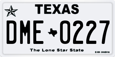 TX license plate DME0227