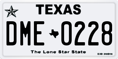 TX license plate DME0228