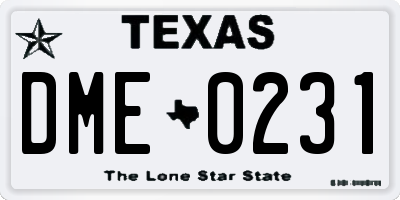 TX license plate DME0231