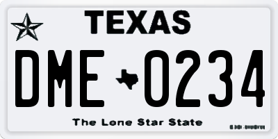 TX license plate DME0234