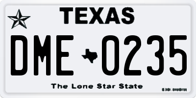 TX license plate DME0235