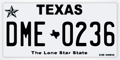 TX license plate DME0236