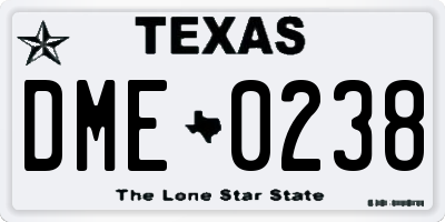 TX license plate DME0238