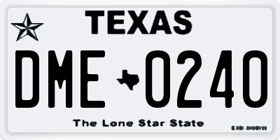 TX license plate DME0240