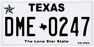 TX license plate DME0247