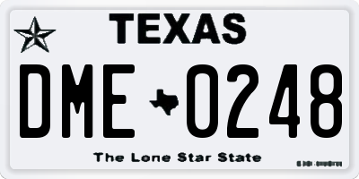 TX license plate DME0248