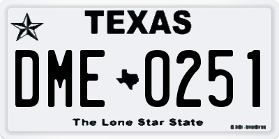 TX license plate DME0251
