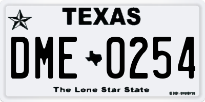TX license plate DME0254