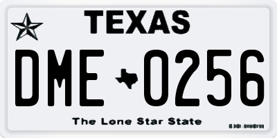 TX license plate DME0256