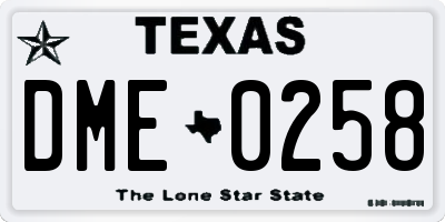 TX license plate DME0258