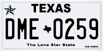 TX license plate DME0259