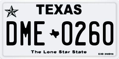 TX license plate DME0260