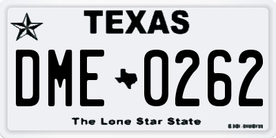 TX license plate DME0262