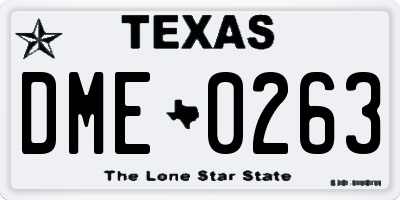 TX license plate DME0263