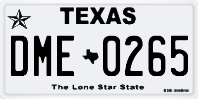TX license plate DME0265