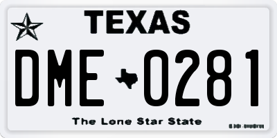 TX license plate DME0281