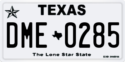 TX license plate DME0285