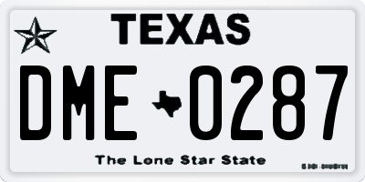 TX license plate DME0287