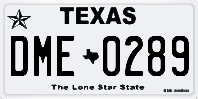 TX license plate DME0289