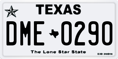 TX license plate DME0290