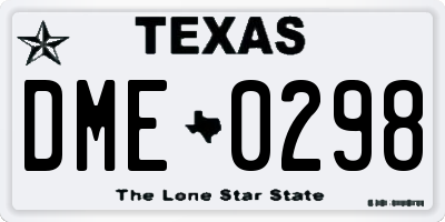 TX license plate DME0298
