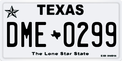 TX license plate DME0299