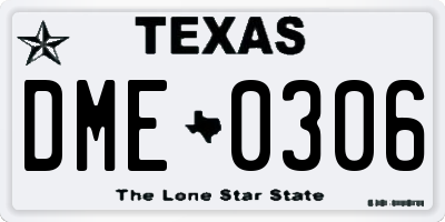 TX license plate DME0306