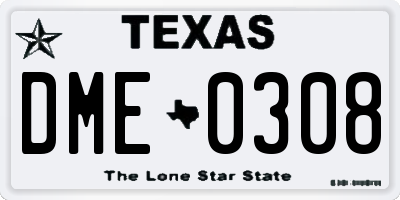 TX license plate DME0308