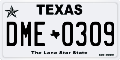 TX license plate DME0309