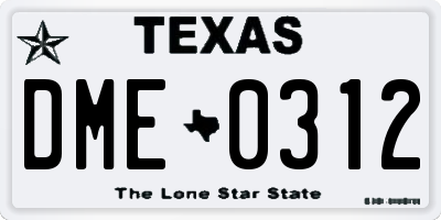 TX license plate DME0312
