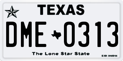 TX license plate DME0313