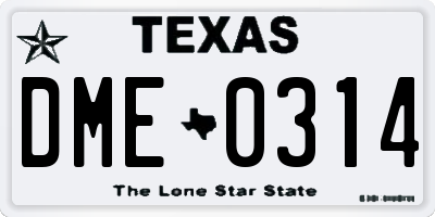 TX license plate DME0314