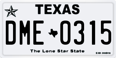 TX license plate DME0315