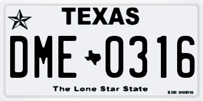 TX license plate DME0316