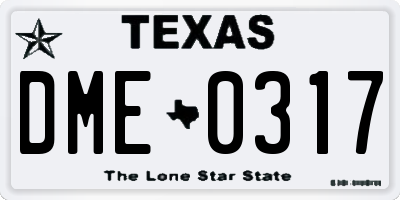 TX license plate DME0317
