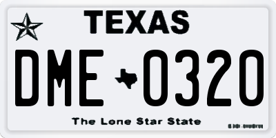 TX license plate DME0320