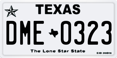 TX license plate DME0323