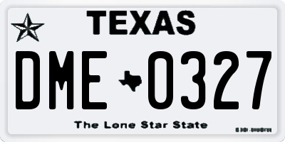 TX license plate DME0327