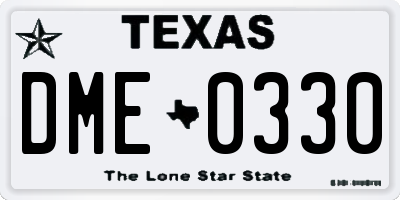 TX license plate DME0330