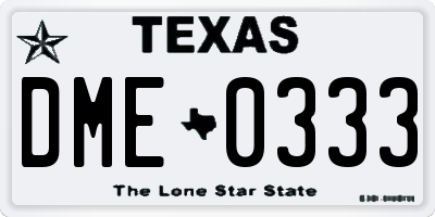 TX license plate DME0333