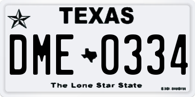 TX license plate DME0334