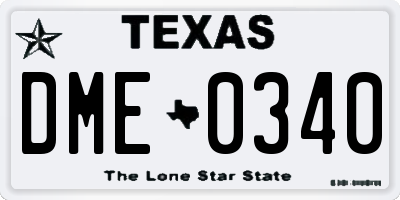 TX license plate DME0340