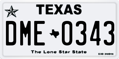TX license plate DME0343