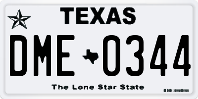 TX license plate DME0344