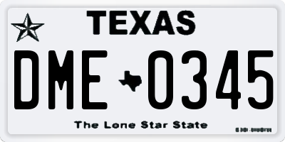 TX license plate DME0345