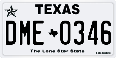 TX license plate DME0346