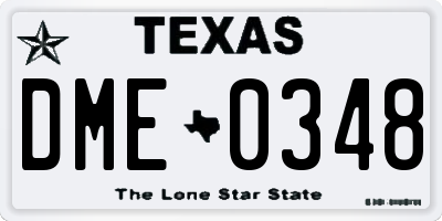 TX license plate DME0348