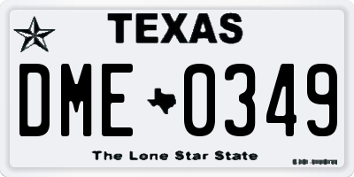 TX license plate DME0349