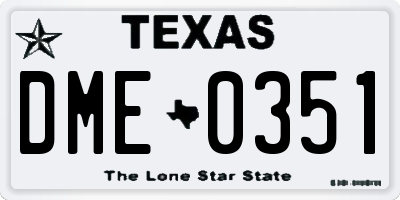 TX license plate DME0351