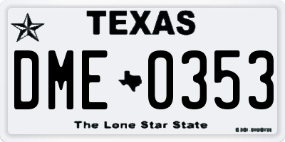 TX license plate DME0353